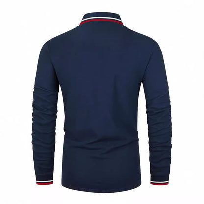 Chemise polo à manches longues pour hommes avec col sportif et poignets contrastés Chic und Stil