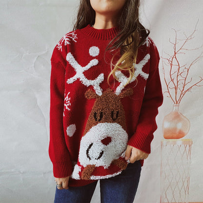 Pull de Noël douillet pour femmes avec un motif de renne amusant Chic und Stil