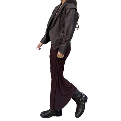 Biker leather jacket for women with elastic waist Chic and Style