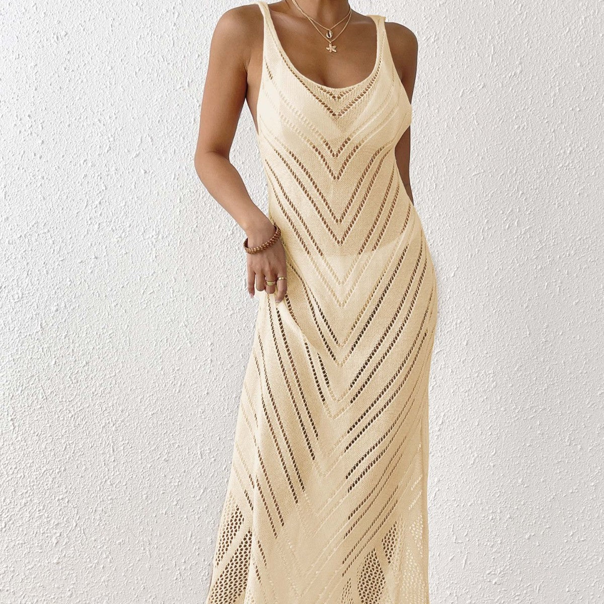 Dames Robe Maxi Tricot Léger Chic und Stil
