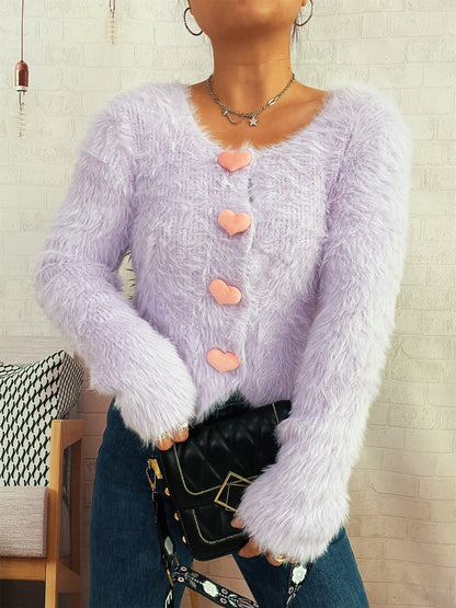Pull en tricot confortable pour femmes avec boutons en forme de cœur Chic und Stil