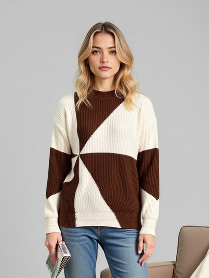 Pull en tricot pour dames avec design géométrique et coupe décontractée Chic und Stil