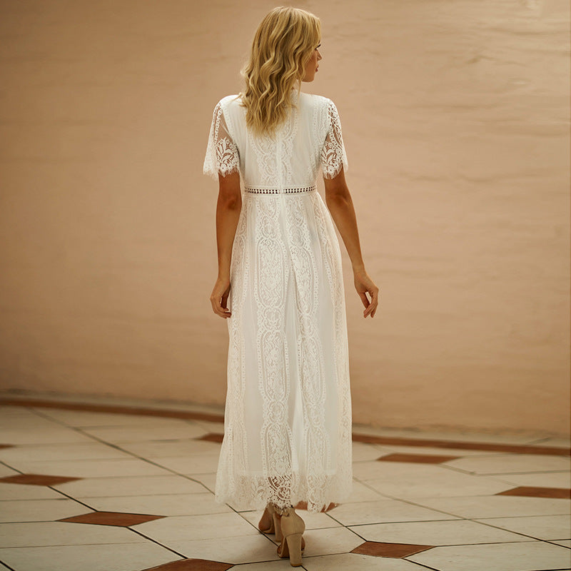 Femmes Élégante Robe Maxi en Dentelle Bohème Chic und Stil