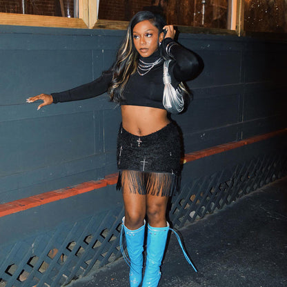 Fringed mini skirt Chic and Style for women