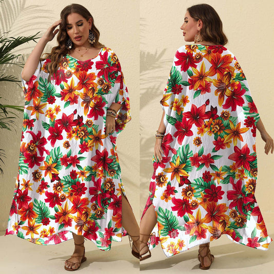 Robe maxi de couverture floral pour femmes Chic und Stil