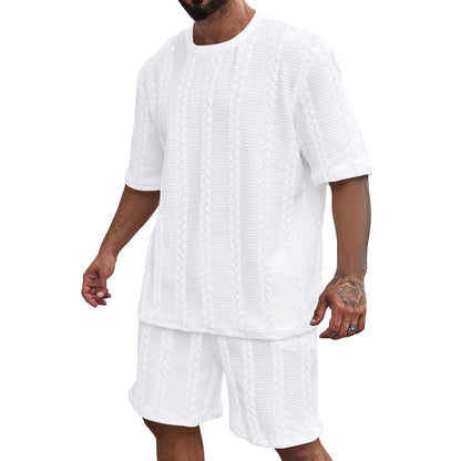 Hommes ensemble en tricot confortable avec haut court et shorts Chic und Stil