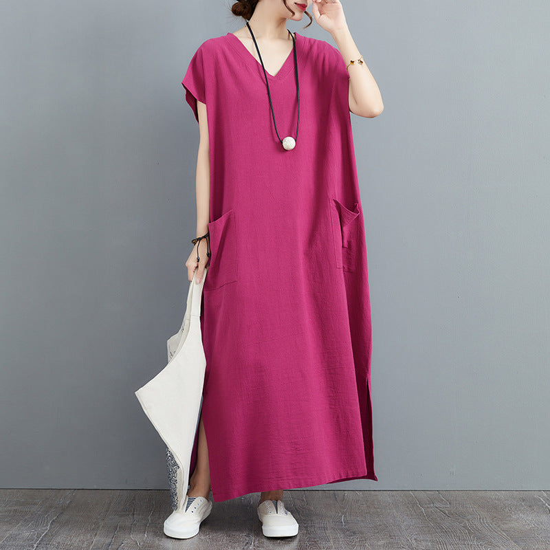 Dames grande taille poche maxi robe Chic und Stil
