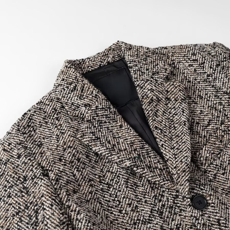 Dames Élégant Veste en Laine avec Ceinture à la Taille Chic und Stil