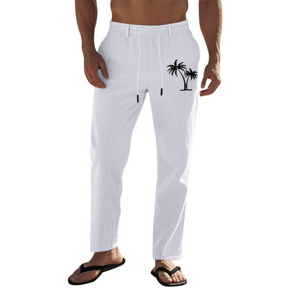 Casual pants for men with elastic waist and contrasting palm print Chic and Style