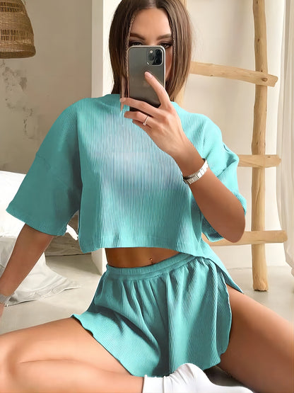 Dames Doux Plissé Ensemble Lounge Chic und Stil