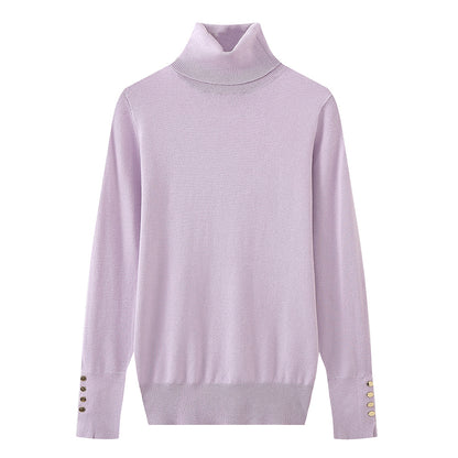 Pull à col roulé pour dames avec des détails de boutons élégants Chic und Stil