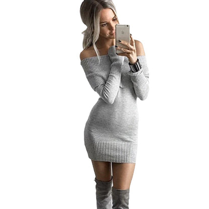 Robe tricot femme avec design épaules nues et cordon décoratif Chic und Stil