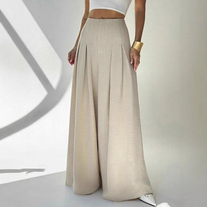 Wide palazzo pants for women with elegant pleats and high waist Chic and Style