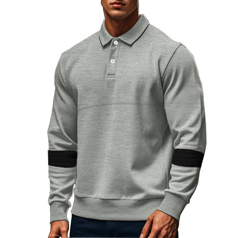 Elegant man long sleeve polo with contrasting sleeve details Chic and Style