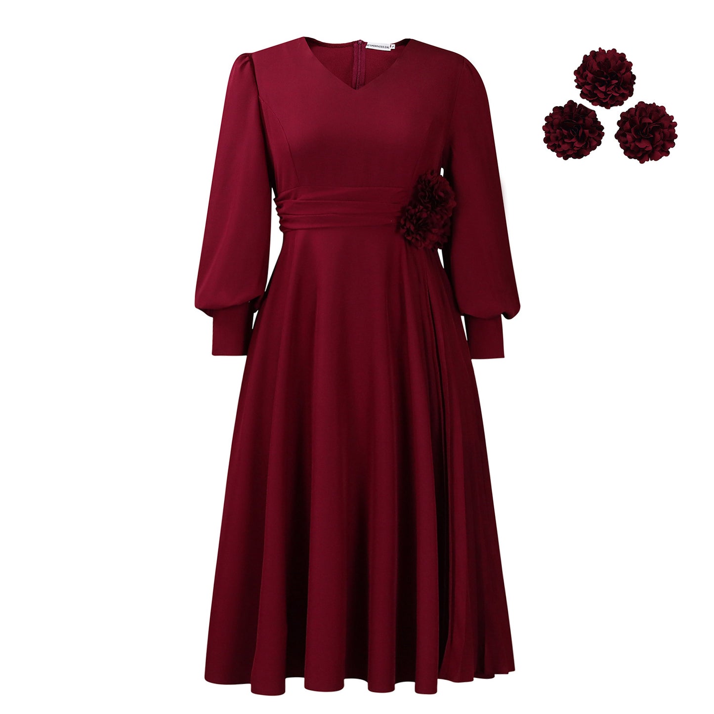 Robe élégante pour femmes avec accent floral décoratif et drapé Chic und Stil