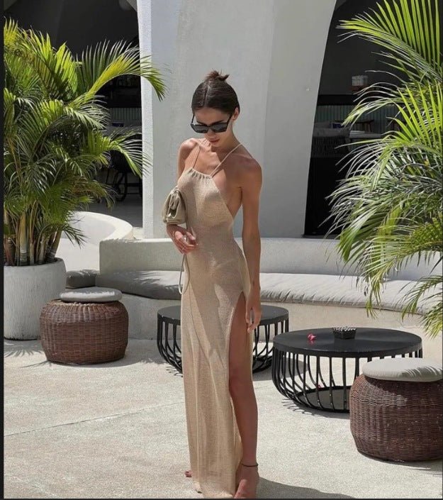 Femme Robe maxi élégante avec une fente chic et un tissu fin Chic und Stil