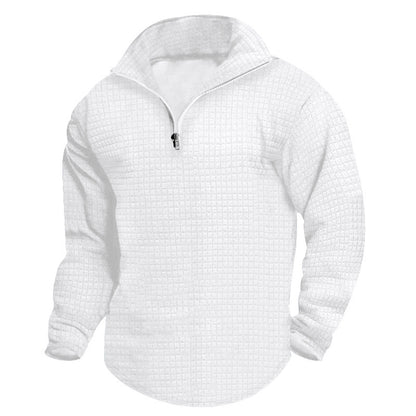 Pull en polyester à col montant pour homme, avec fermeture éclair pratique et design texturé Chic und Stil