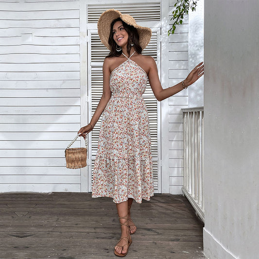 Robe maxi florale pour femmes avec décolleté élégamment noué Chic und Stil