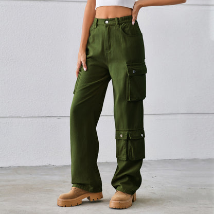 Women's High Waist Cargo Pants with Practical Pockets Chic und Stil