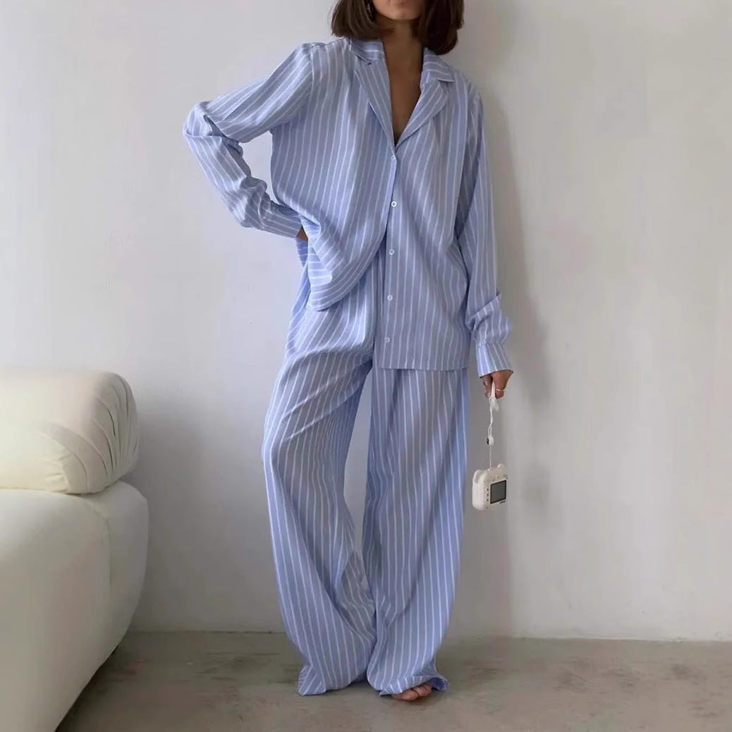 Dames Ensemble de Pyjama Rayé Luxueux Chic und Stil