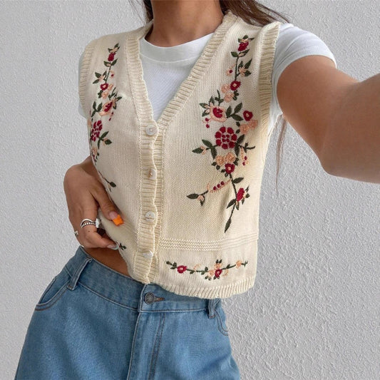 Dames Gilet brodé avec boutons Chic und Stil