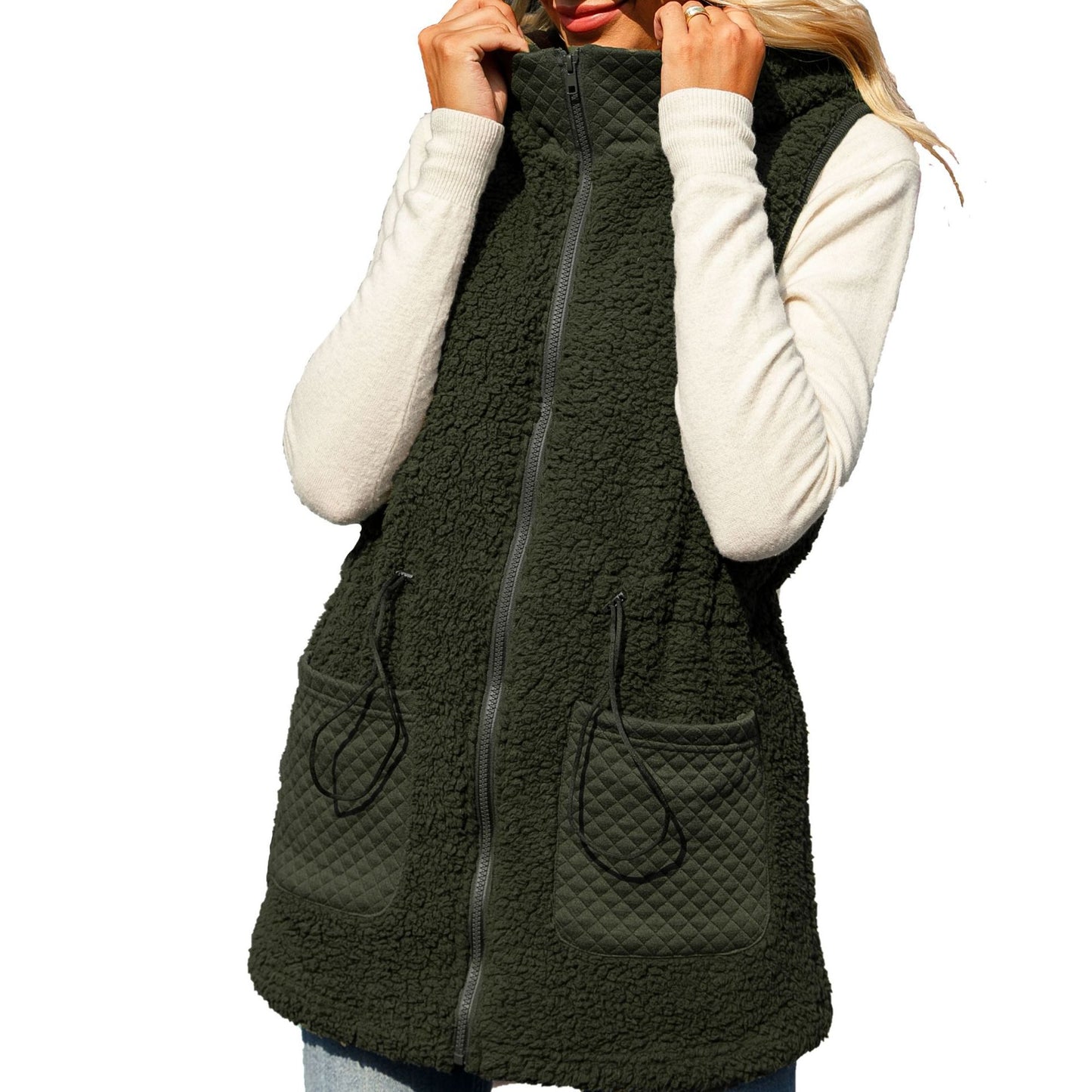 Dames gilet en polaire avec col haut et poches pratiques Chic und Stil