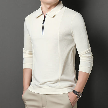 Casual long sleeve pullover for men with half zipper and textured pattern Chic und Stil