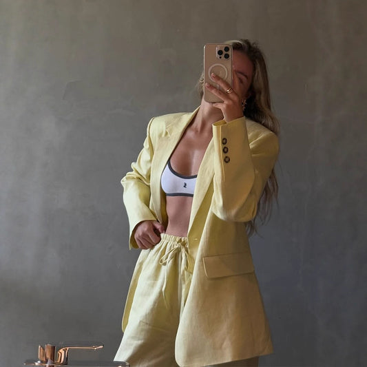 Chic Designer Blazer and Shorts Set for Women