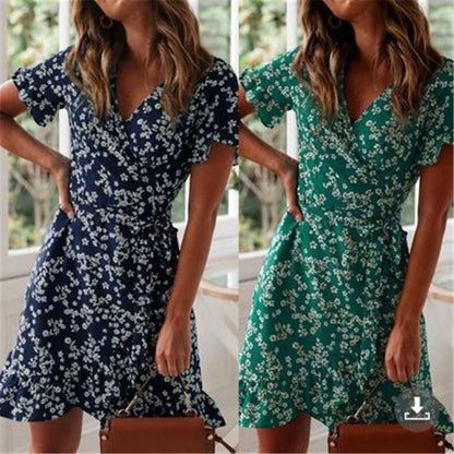 Robe t-shirt à fleurs pour femmes avec ourlet volants Chic und Stil