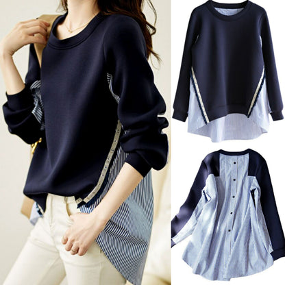 Casual women's sweatshirt with a unique layered design and contrasting details Chic and Style