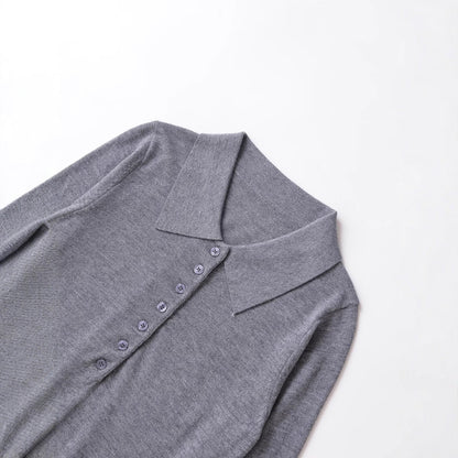 Ladies long sleeve polo with button placket and classic collar Chic and Style