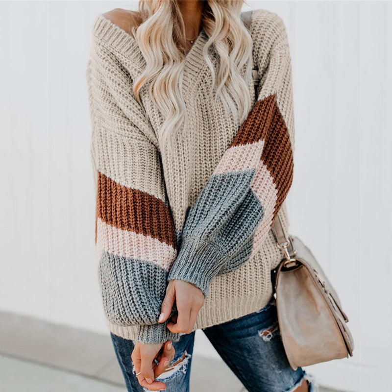 Pull en tricot pour femmes avec un design moderne à blocs de couleurs et une coupe ample Chic und Stil