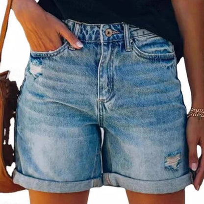 Shorts en denim taille haute pour femmes Chic und Stil