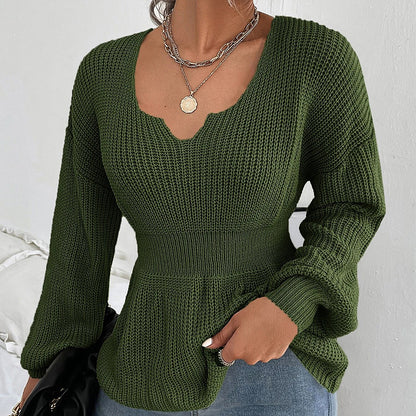 Pull en tricot féminin à la mode avec un matériau doux et un charmant décolleté en V Chic und Stil