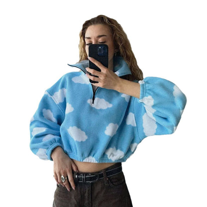 Pull court pour femmes avec motif nuages Chic und Stil