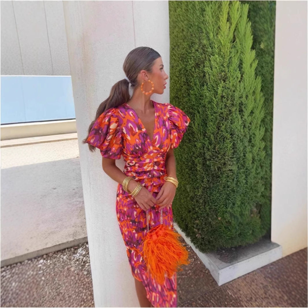Robes enveloppantes à manches bouffantes élégantes pour femmes Chic und Stil