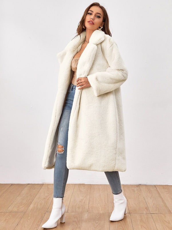 Dames Blouson long en fausse fourrure Chic und Stil