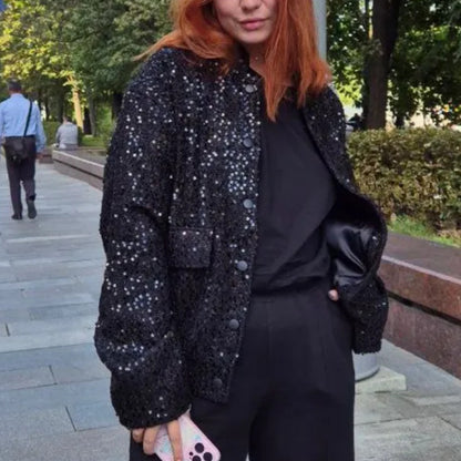 Dames élégante veste en sequins Chic und Stil