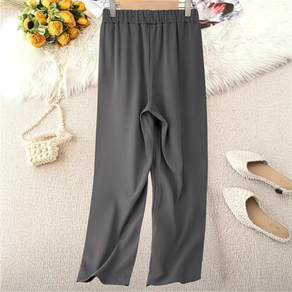 Wide-waisted fabric pants for women with elegant elastic belt Chic and Style