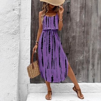 Robe maxi bohémienne pour femmes avec fente latérale Chic und Stil