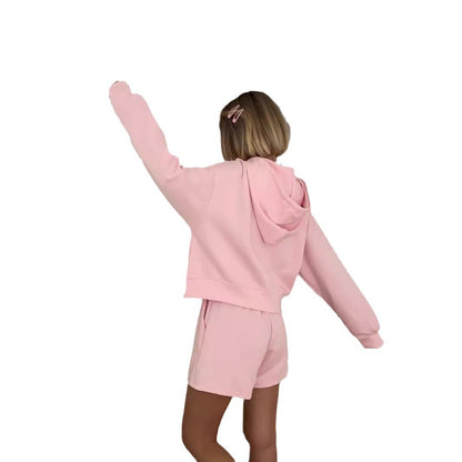 Chic and Style women's relaxed zip-up hoodie and shorts set