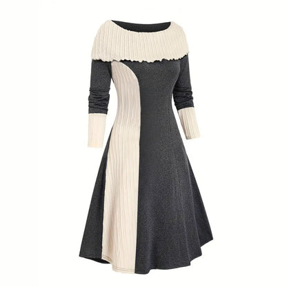 Dames élégante et tendance robe avec col plissé Chic und Stil