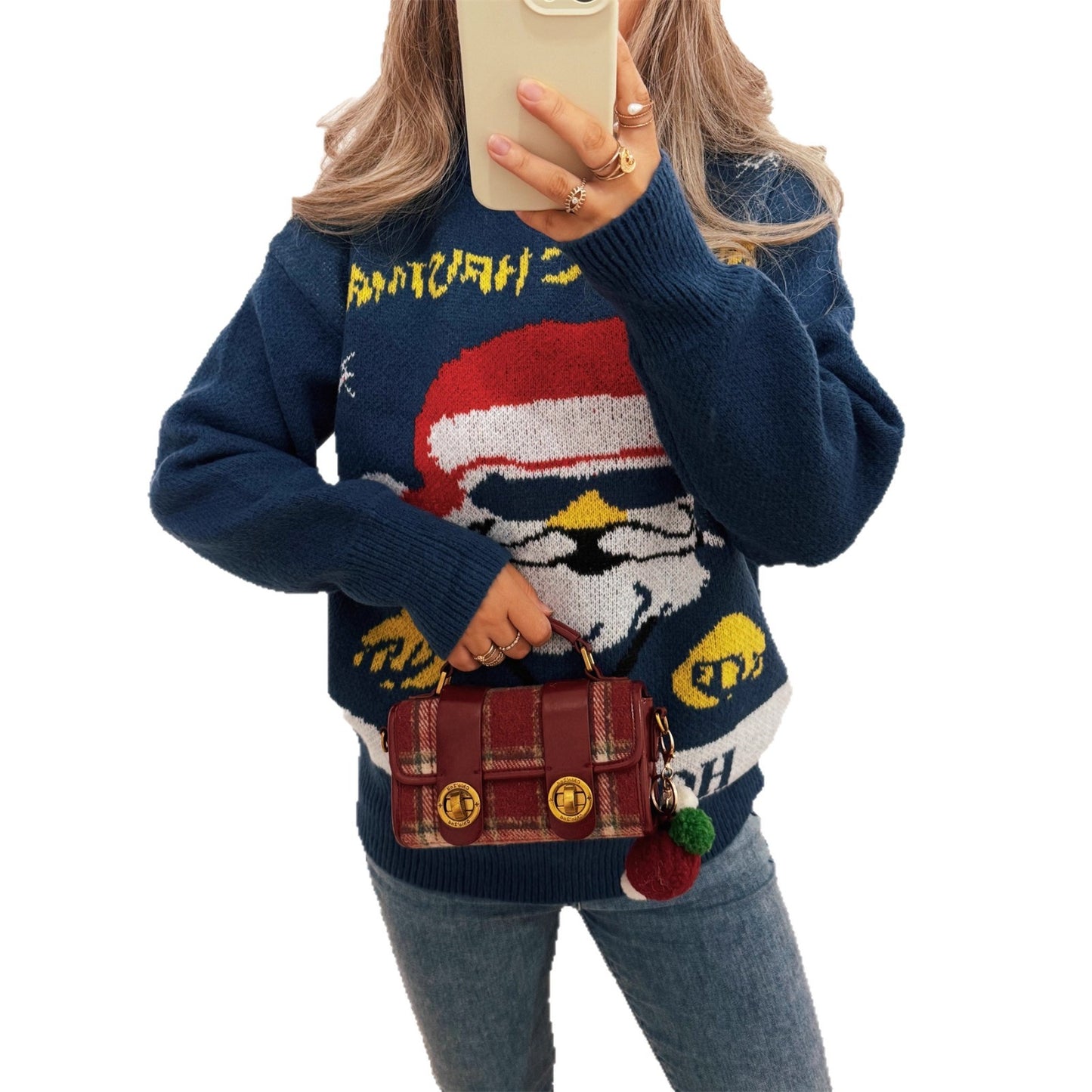 Pull en tricot festif pour femmes avec motif de Noël Chic und Stil