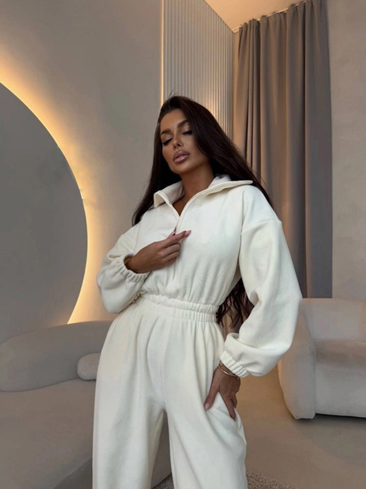 Dames combinaison décontractée avec col montant et taille ajustable Chic und Stil