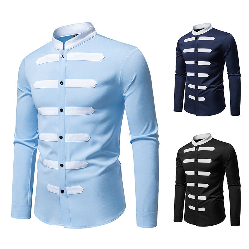 Chemise élégante à manches longues pour hommes avec inserts contrastés Chic und Stil