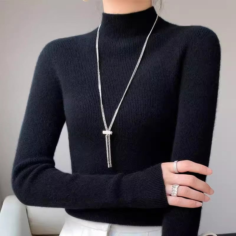 Pull en col roulé élégant pour femmes en laine fine Chic und Stil