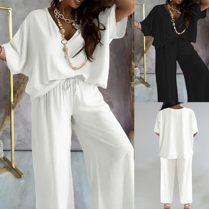 Dames Détente Ajustée Deux-Pièces Ensemble de Loungewear Chic und Stil
