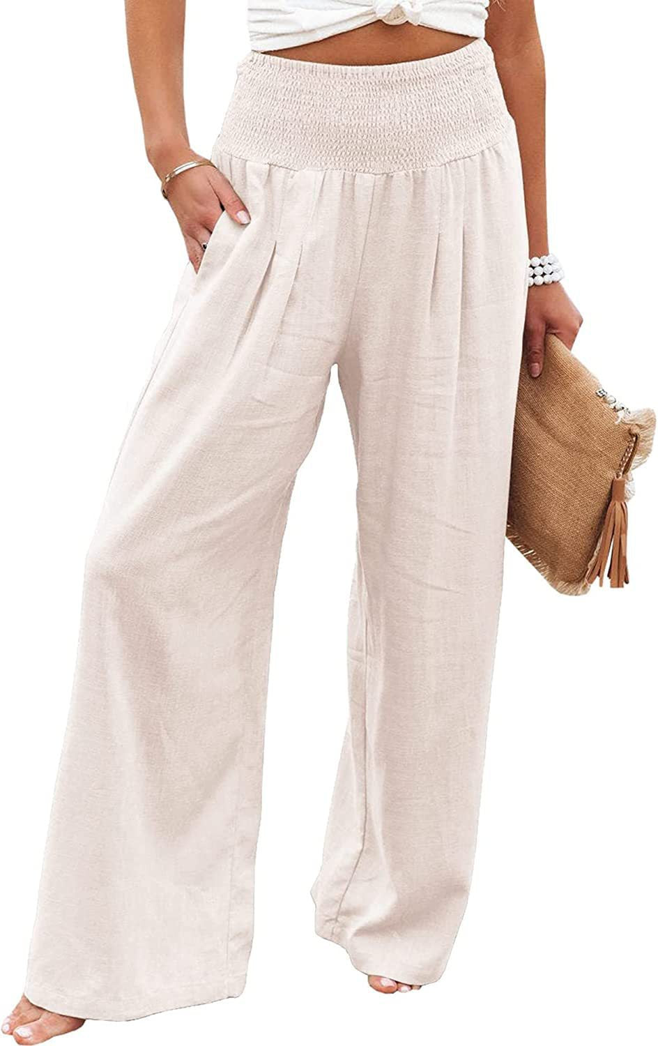 Light linen pants for women with elastic waist and wide fit Chic und Stil