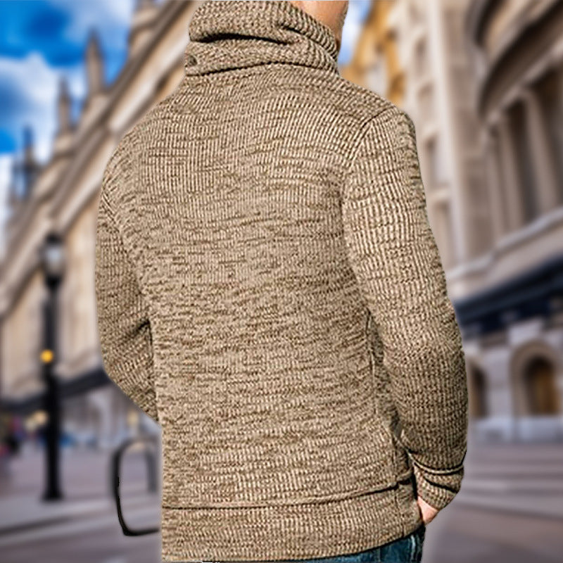 Pull en tricot pour hommes avec col haut et poches latérales Chic und Stil