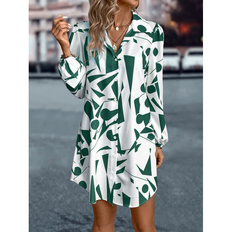 Robe chemise à imprimé abstrait pour femmes Chic und Stil